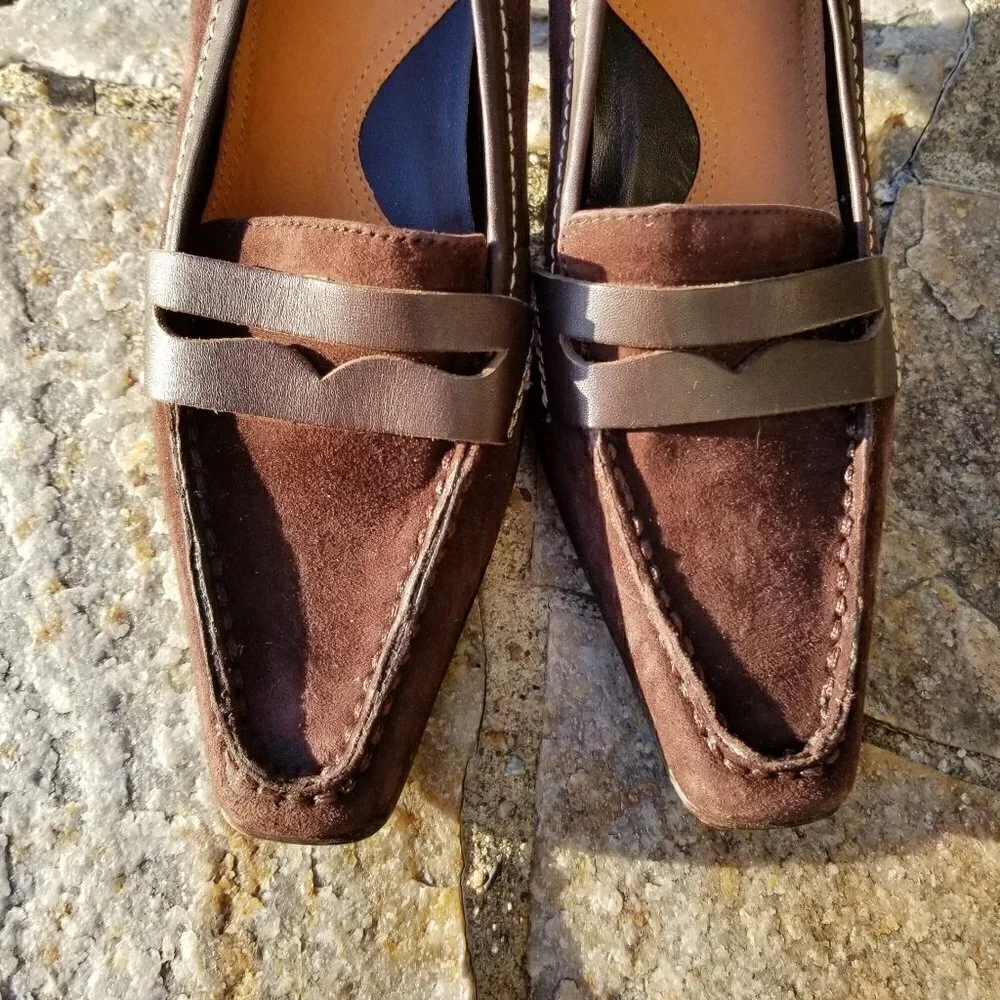 NEW Aerosoles Sleekend Suede Loafer Pumps Heels